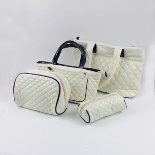 韓版格紋風尚 高檔橫款方型化妝包四件套，廠家直銷盡顯品質